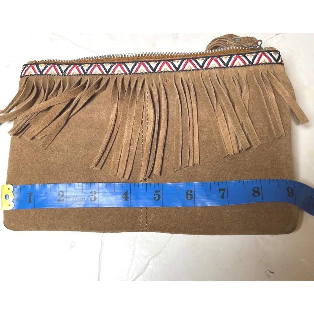 Boho Fringe Suede‎ Clutch Tan Southwestern Earthbound Trading Co